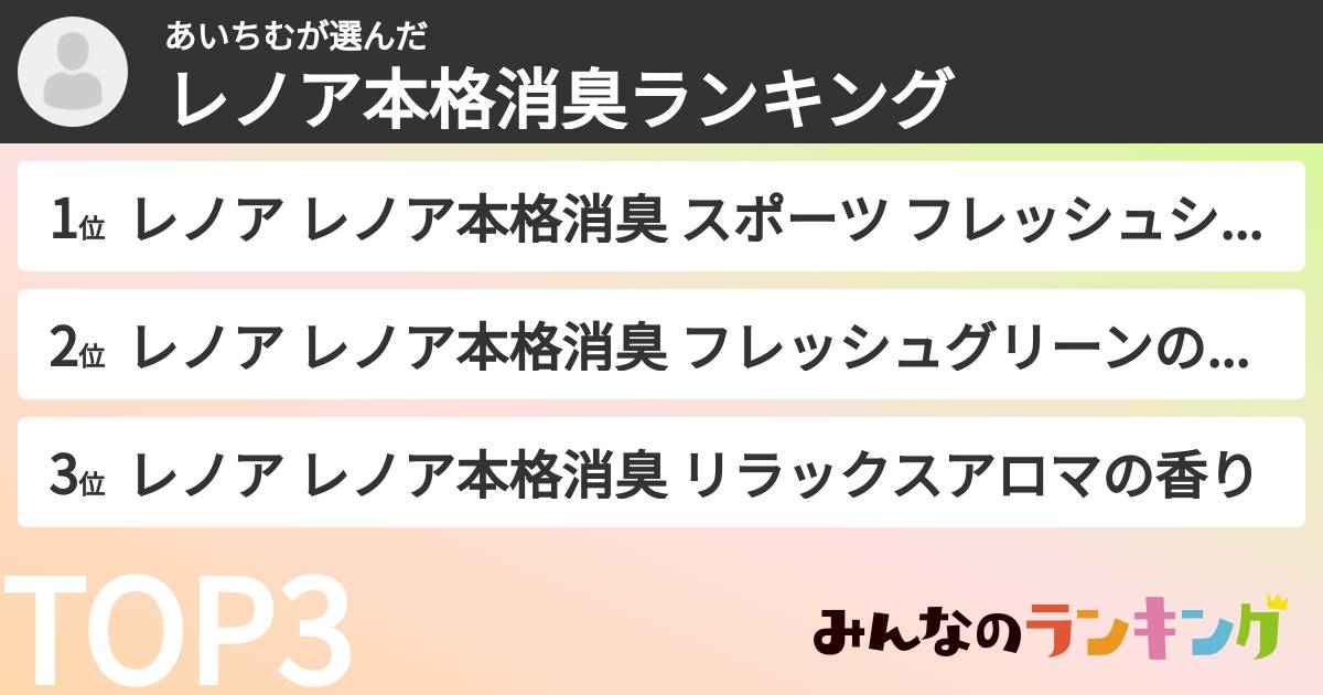 あいちむさんの「レノア本格消臭ランキング」