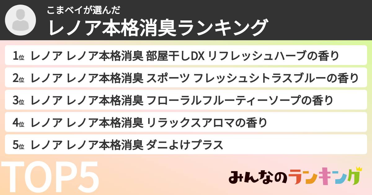 こまベイさんの「レノア本格消臭ランキング」