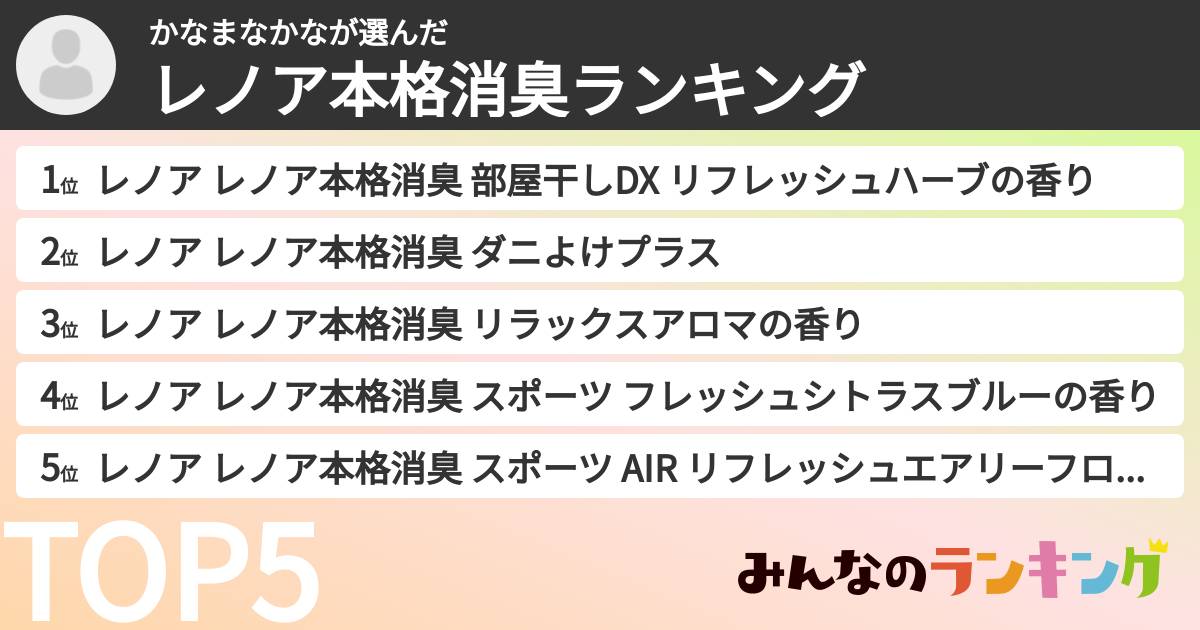 かなまなかなさんの「レノア本格消臭ランキング」