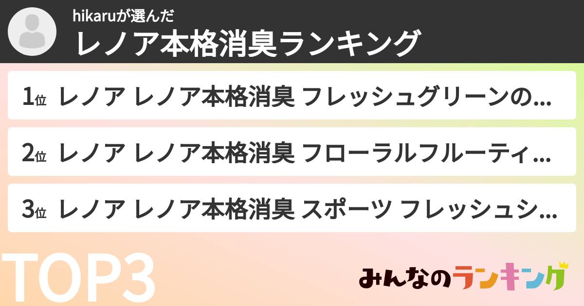 hikaruさんの「レノア本格消臭ランキング」