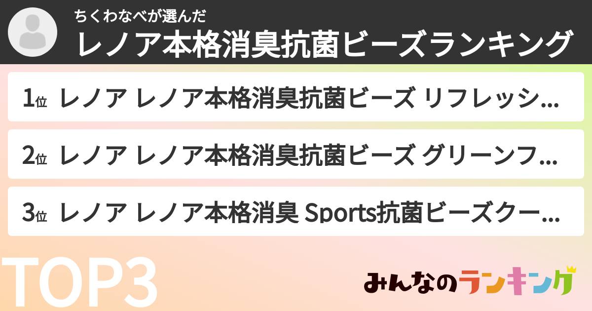 ちくわなべさんの「レノア本格消臭抗菌ビーズランキング」