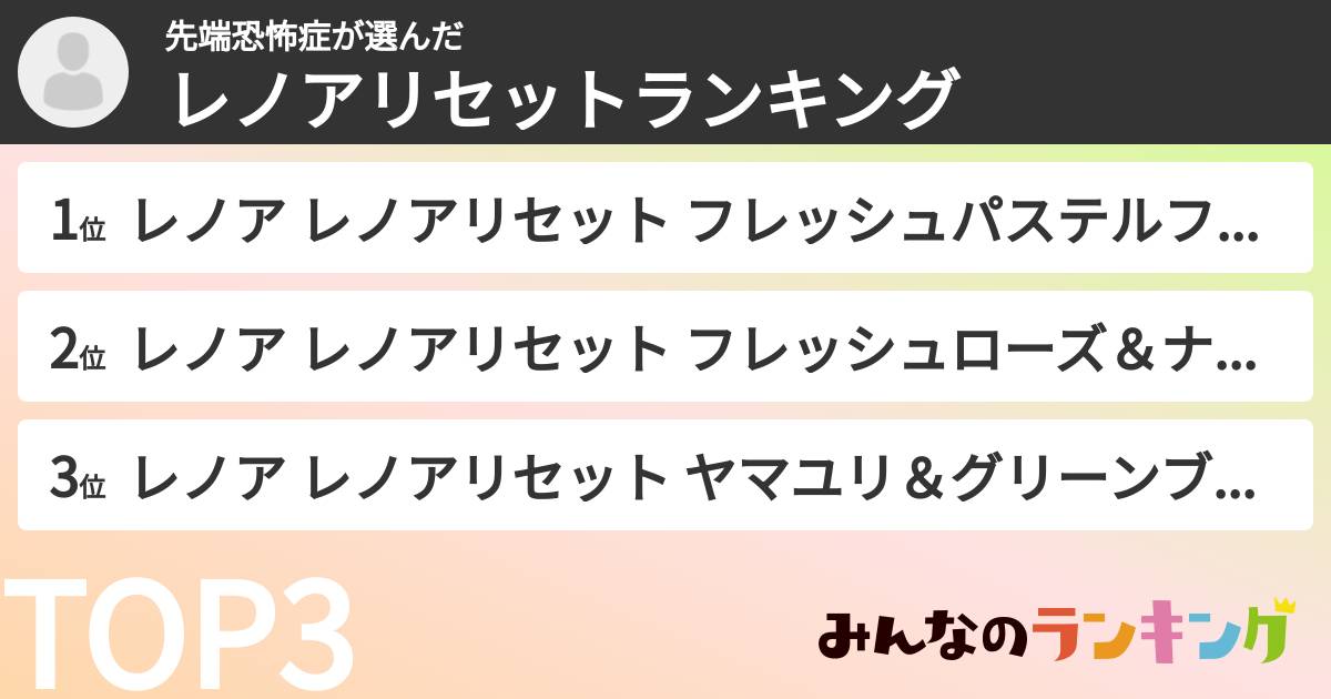 先端恐怖症さんの「レノアリセットランキング」