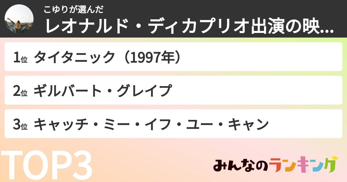 こゆりさんの「レオナルド・ディカプリオ出演の映画ランキング」