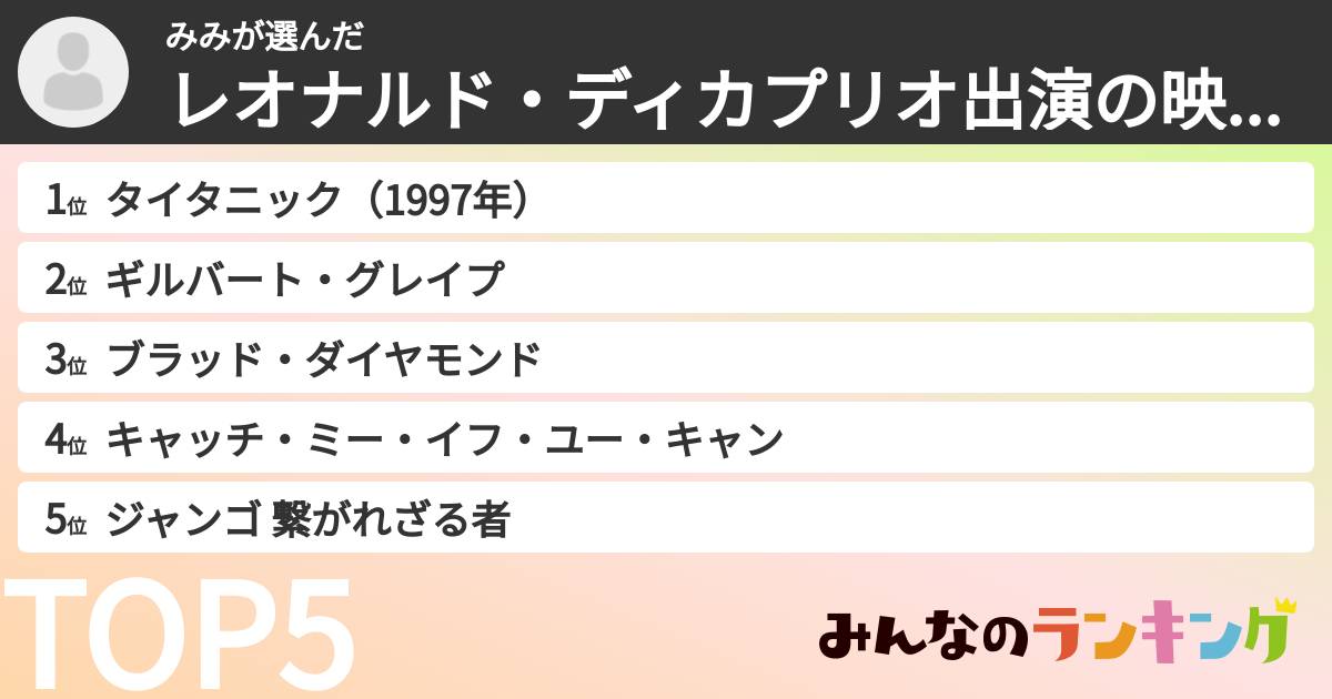 みみさんの「レオナルド・ディカプリオ出演の映画ランキング」