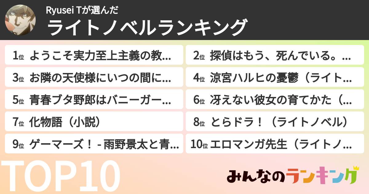 Ryusei Tさんの「ライトノベルランキング」