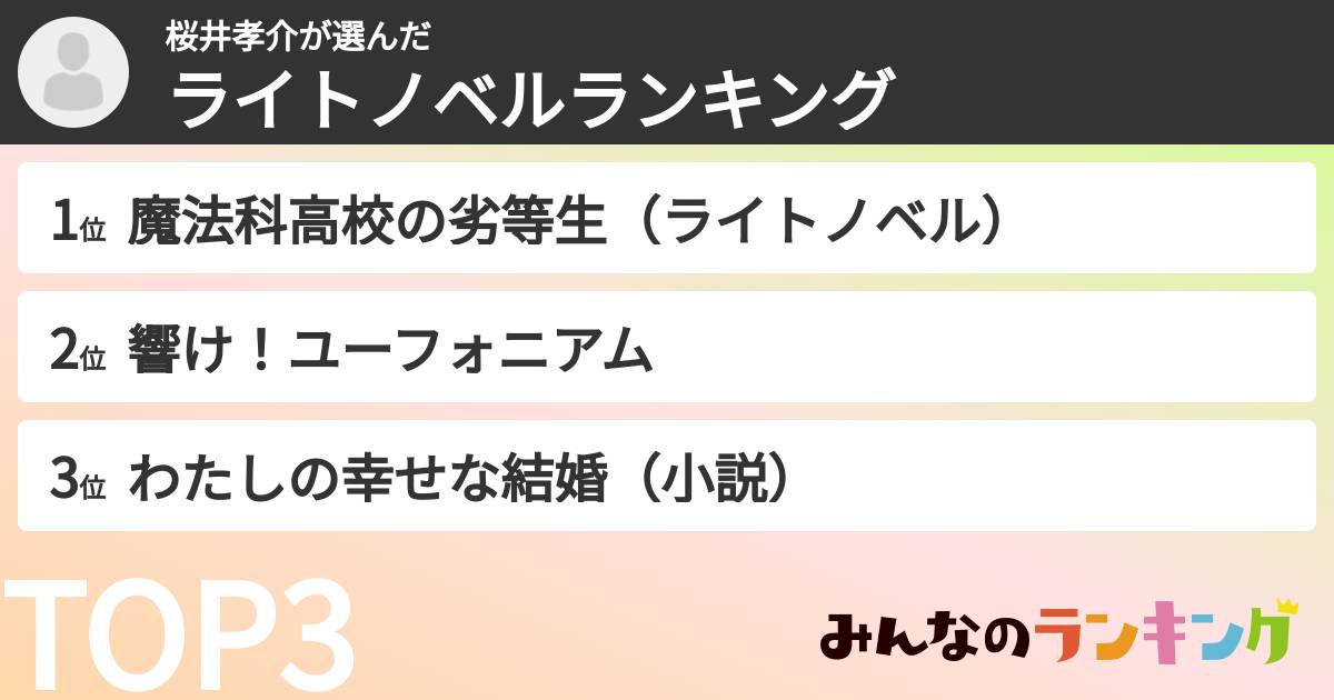 桜井孝介さんの「ライトノベルランキング」