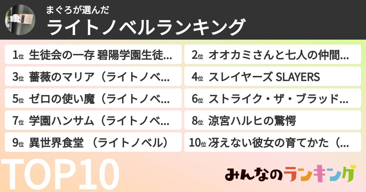 まぐろさんの「ライトノベルランキング」