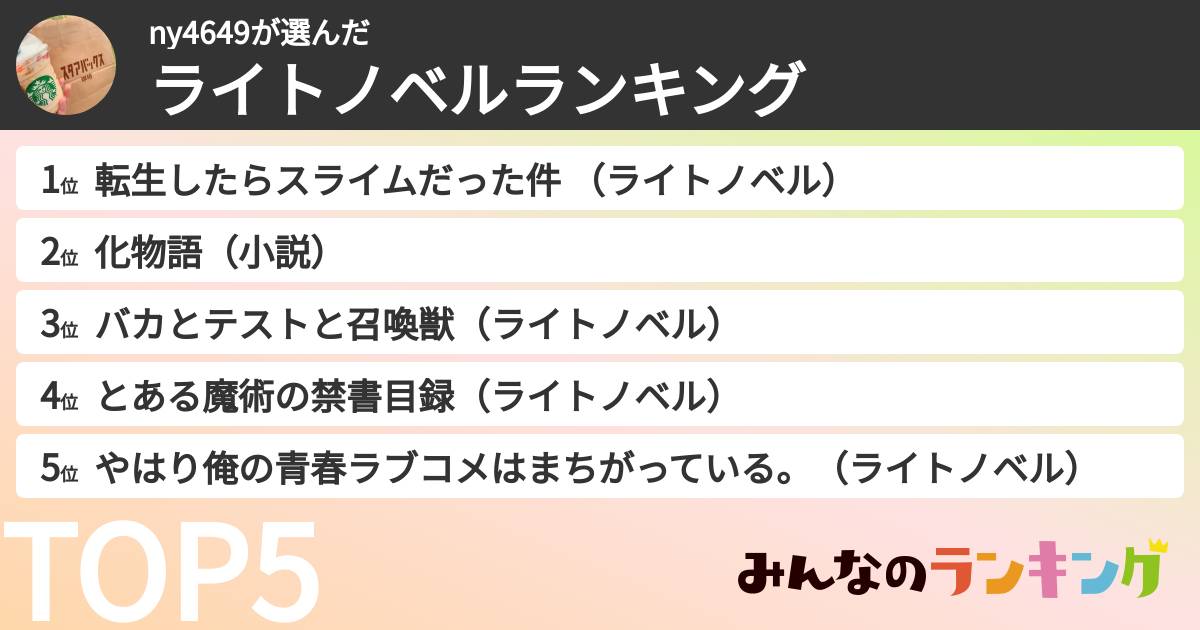 ny4649さんの「ライトノベルランキング」