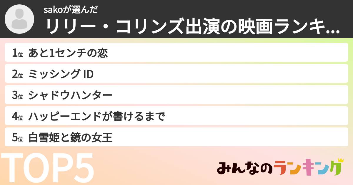 sakoさんの「リリー・コリンズ出演の映画ランキング」