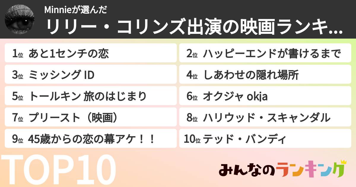 Minnieさんの「リリー・コリンズ出演の映画ランキング」