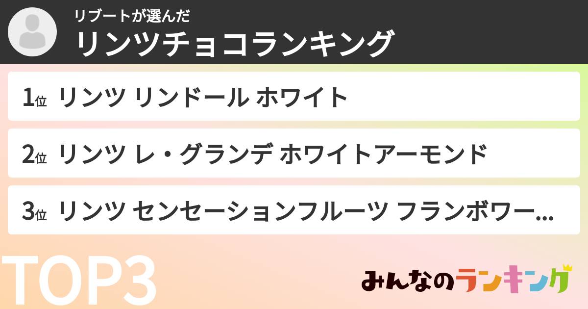 リブートさんの「リンツチョコランキング」