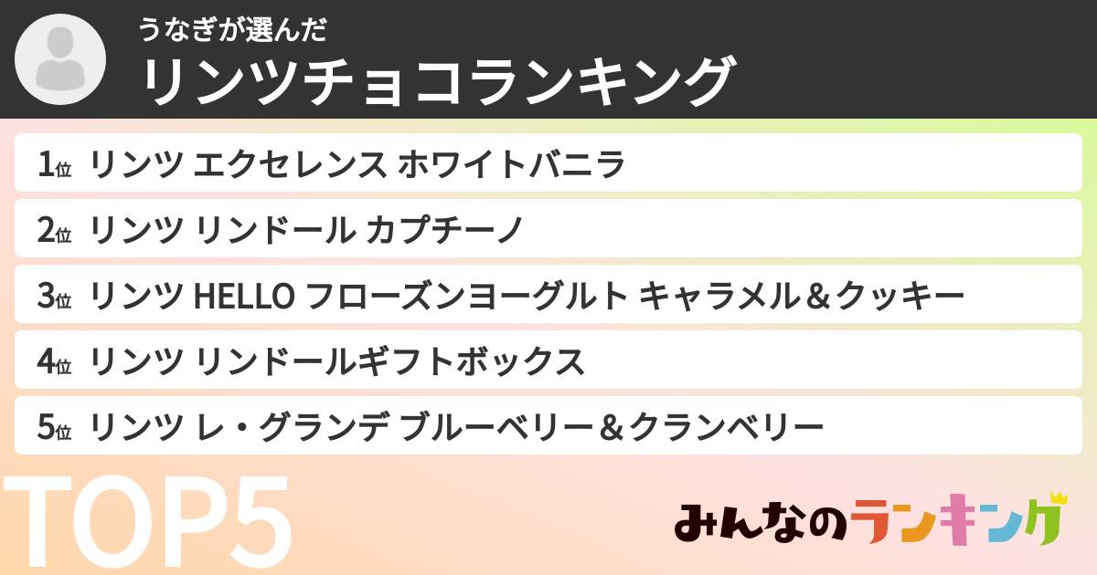 うなぎさんの「リンツチョコランキング」