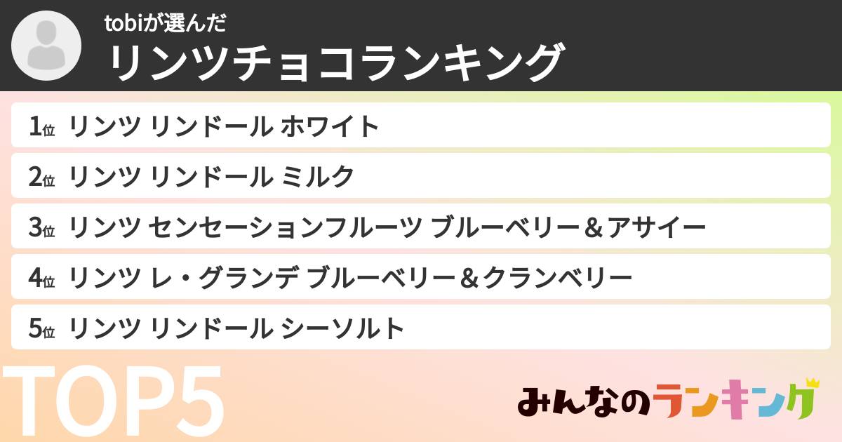 tobiさんの「リンツチョコランキング」