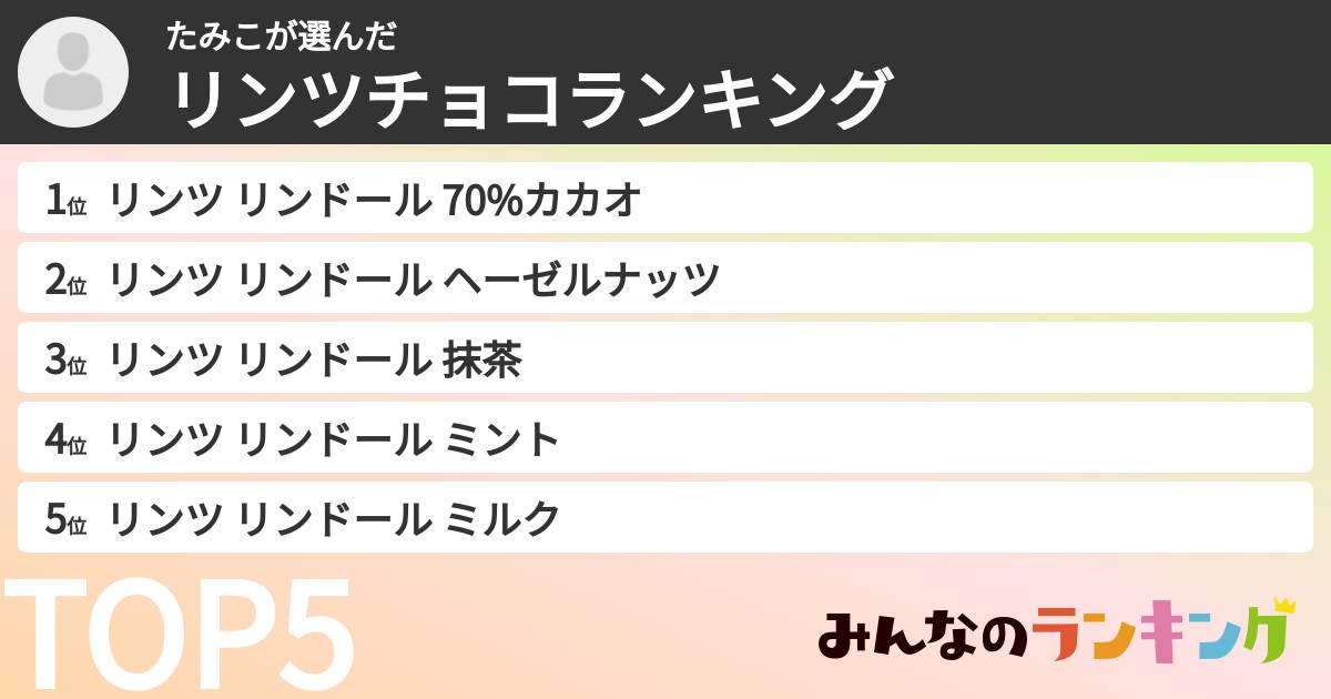 たみこさんの「リンツチョコランキング」