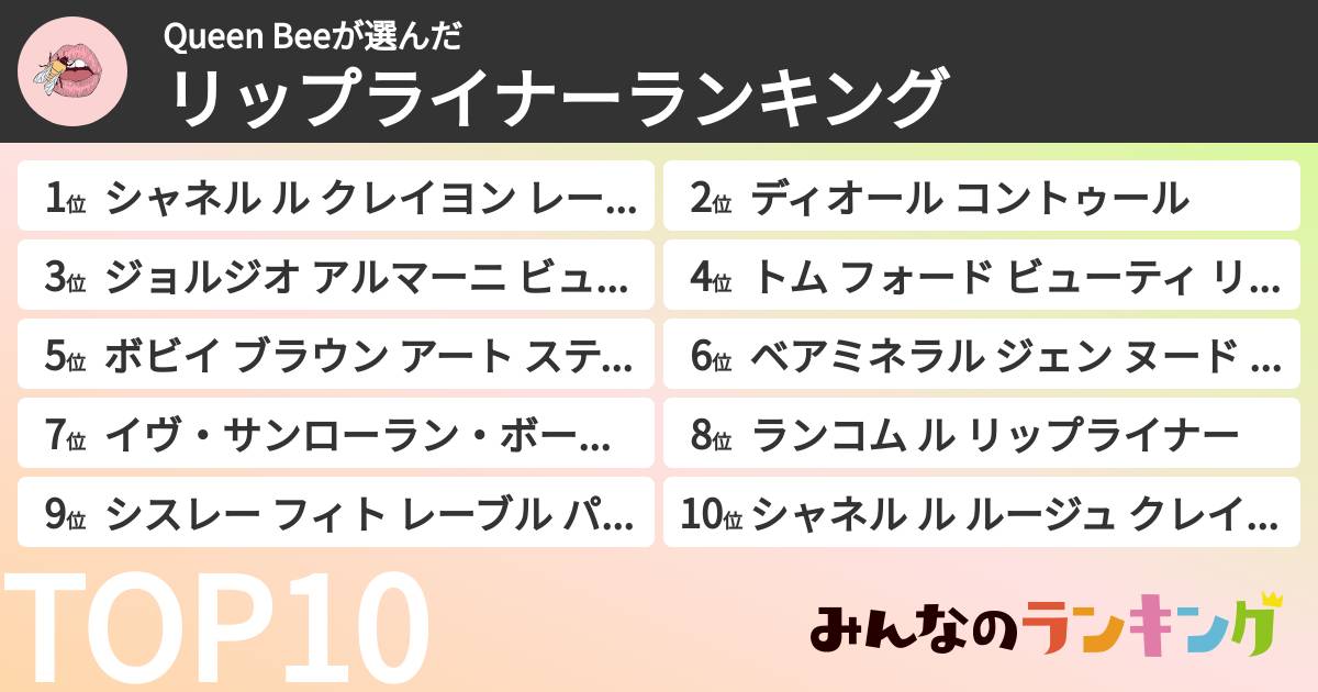 Queen Beeさんの「リップライナーランキング」