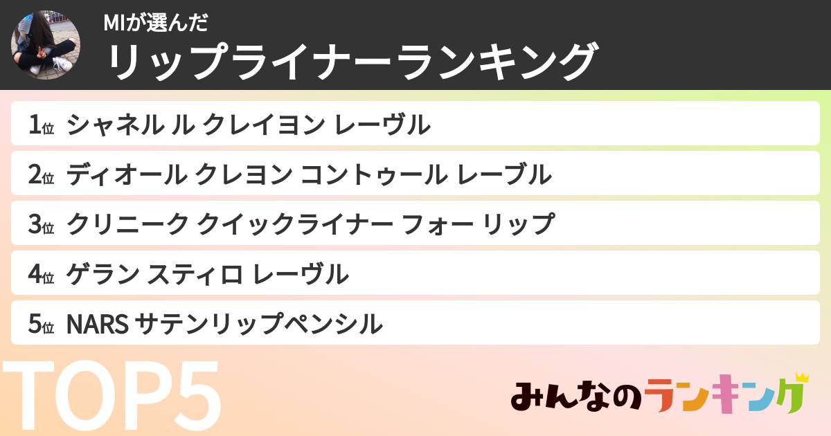 MIさんの「リップライナーランキング」