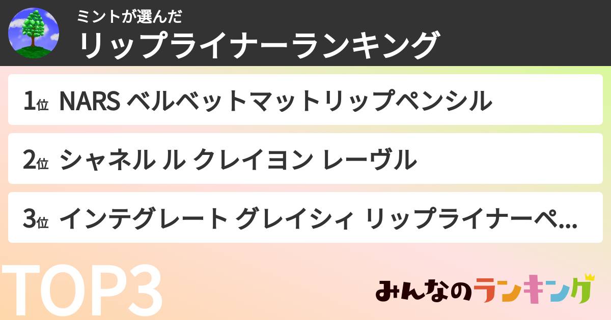 ミントさんの「リップライナーランキング」