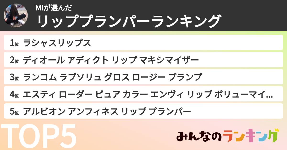 MIさんの「リッププランパーランキング」