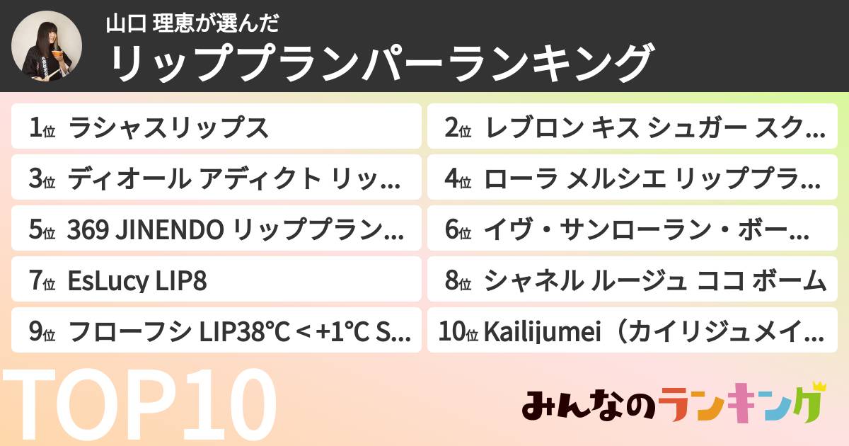 山口 理恵さんの「リッププランパーランキング」