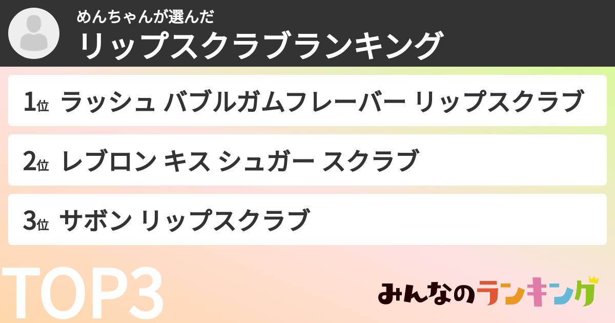 めんちゃんさんの「リップスクラブランキング」