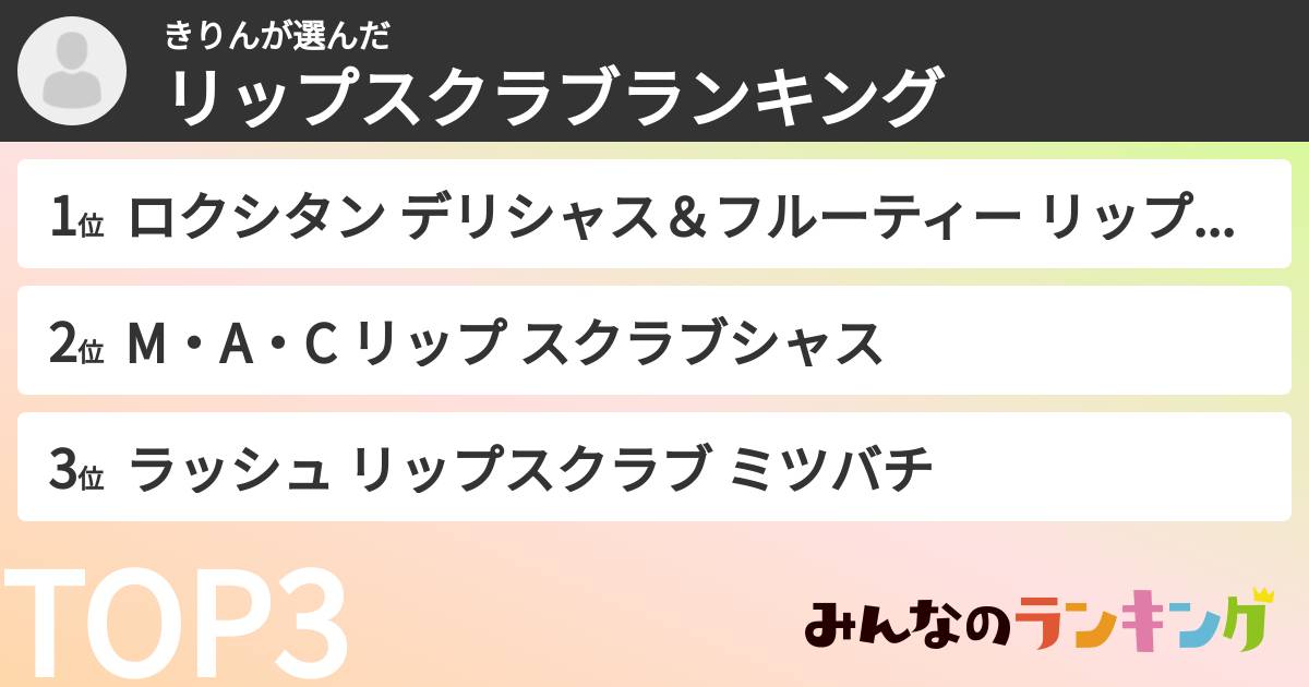 きりんさんの「リップスクラブランキング」