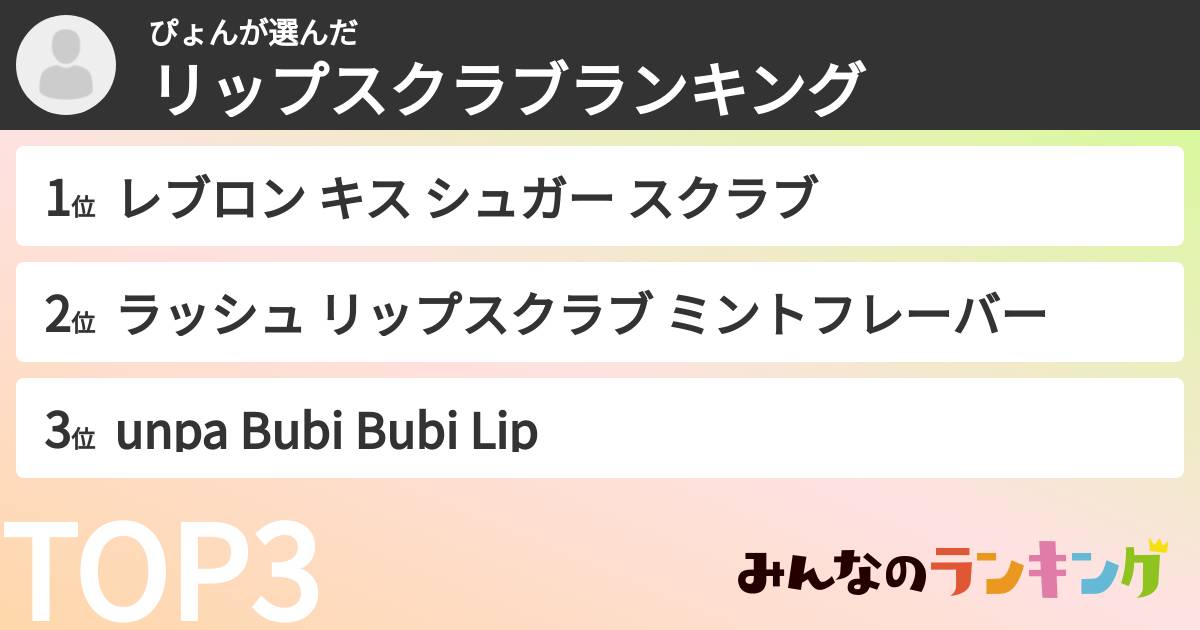 ぴょんさんの「リップスクラブランキング」