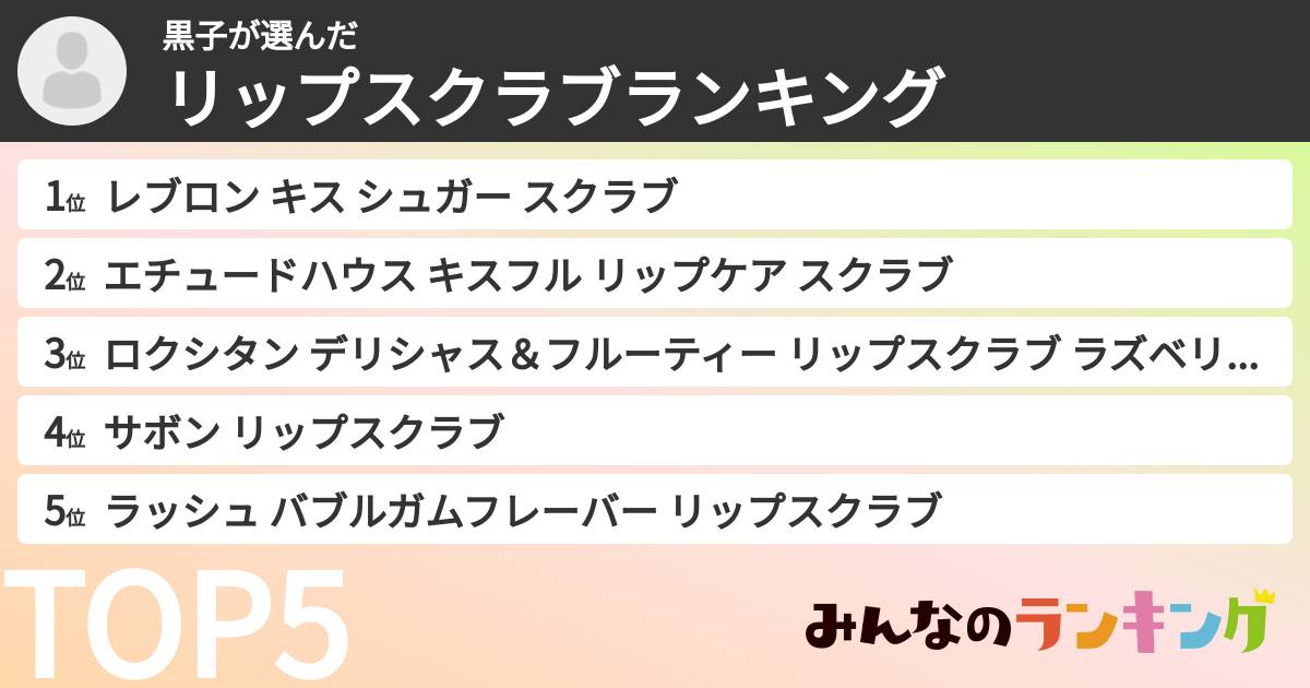 黒子さんの「リップスクラブランキング」