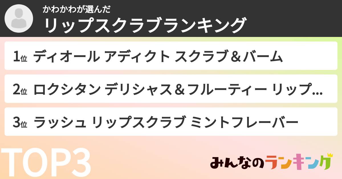 かわかわさんの「リップスクラブランキング」