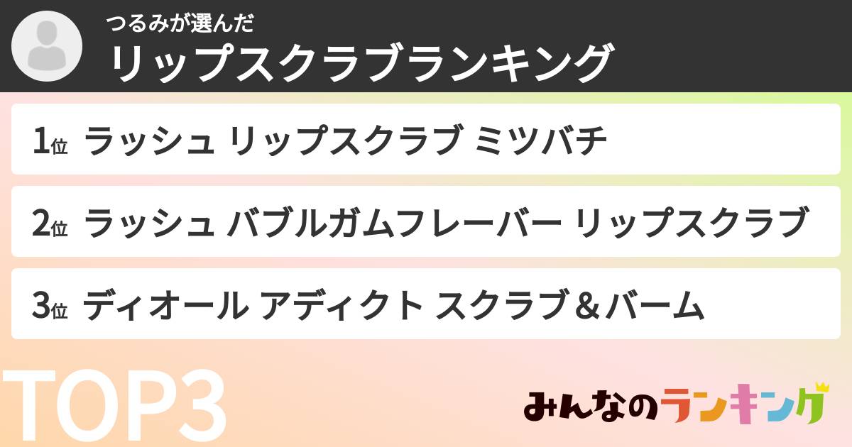 つるみさんの「リップスクラブランキング」