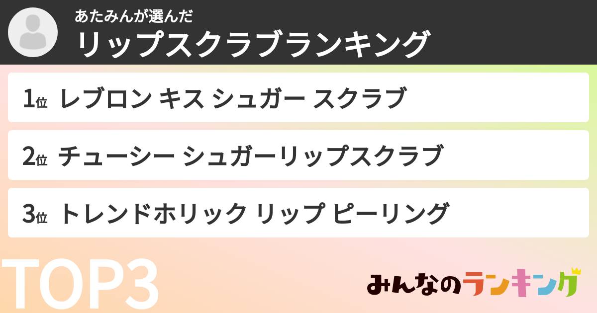 あたみんさんの「リップスクラブランキング」