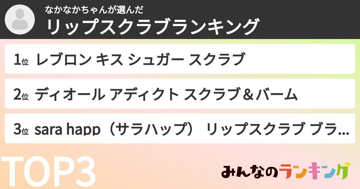 なかなかちゃんさんの「リップスクラブランキング」