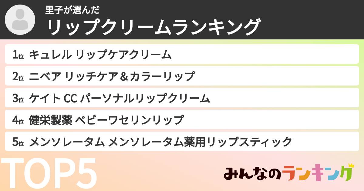 里子さんの「リップクリームランキング」