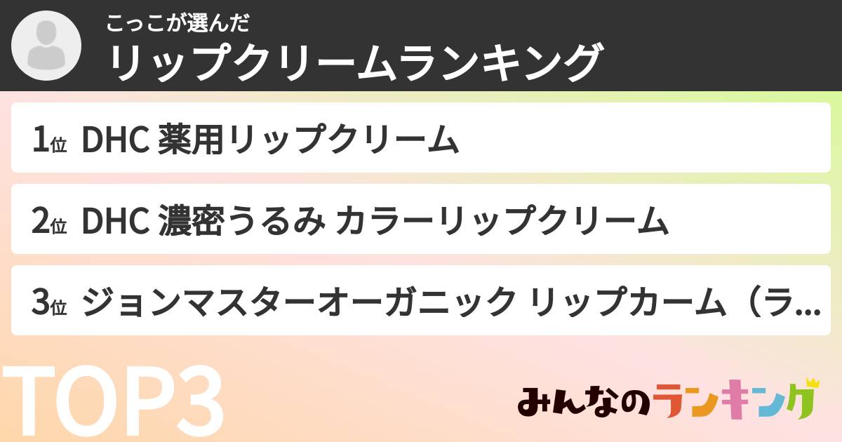 こっこさんの「リップクリームランキング」