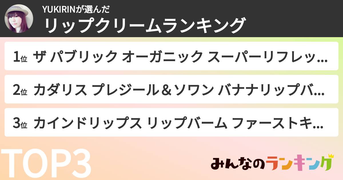 YUKIRINさんの「リップクリームランキング」