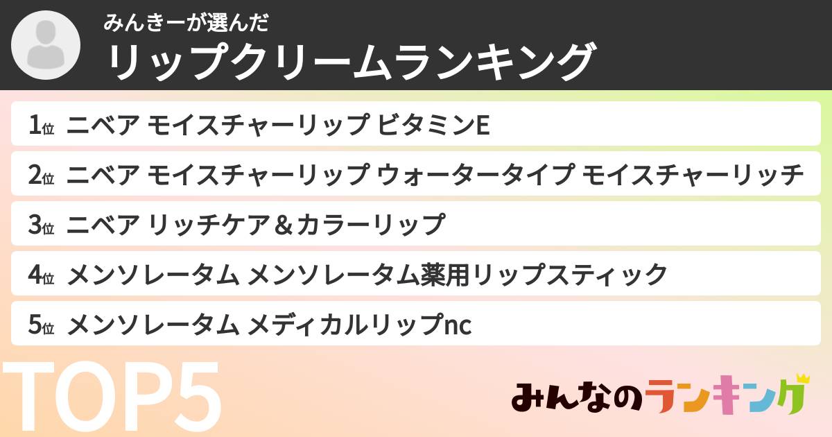 みんきーさんの「リップクリームランキング」