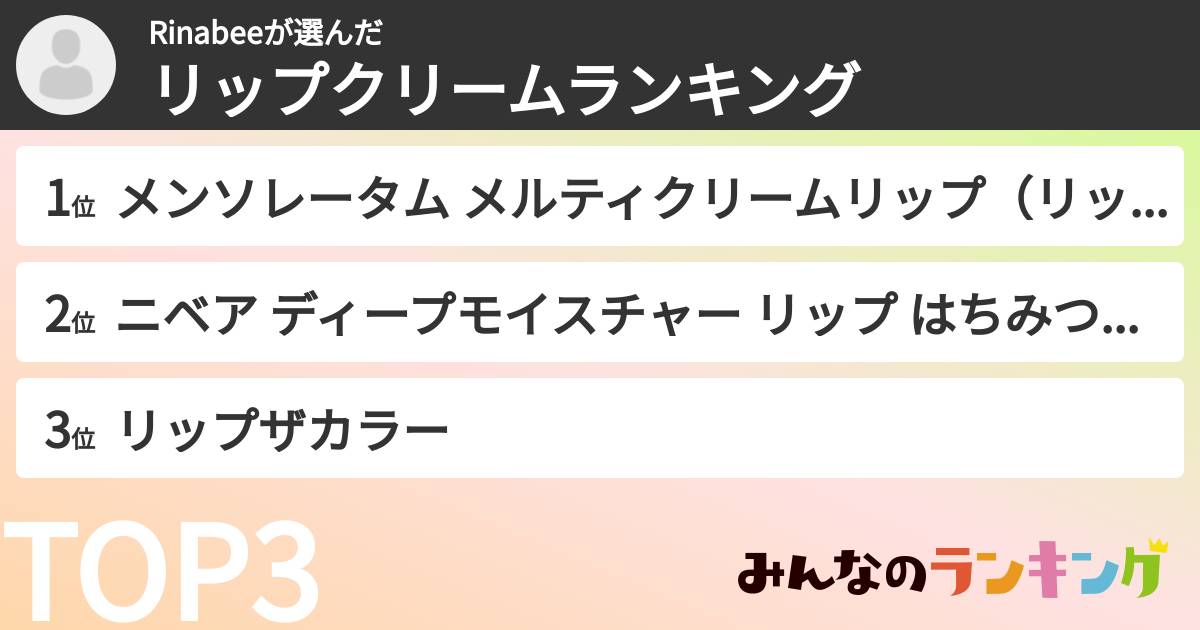 Rinabeeさんの「リップクリームランキング」