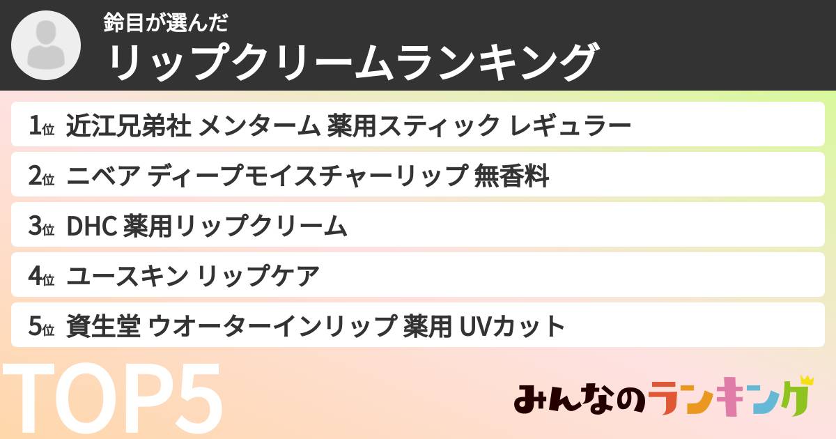 鈴目さんの「リップクリームランキング」