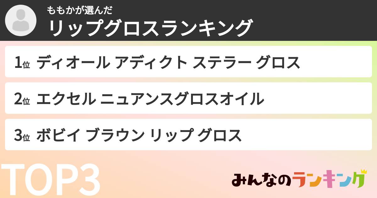 ももかさんの「リップグロスランキング」