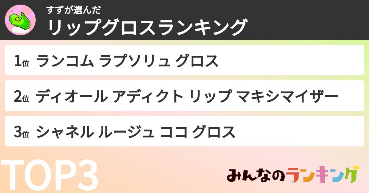 すずさんの「リップグロスランキング」