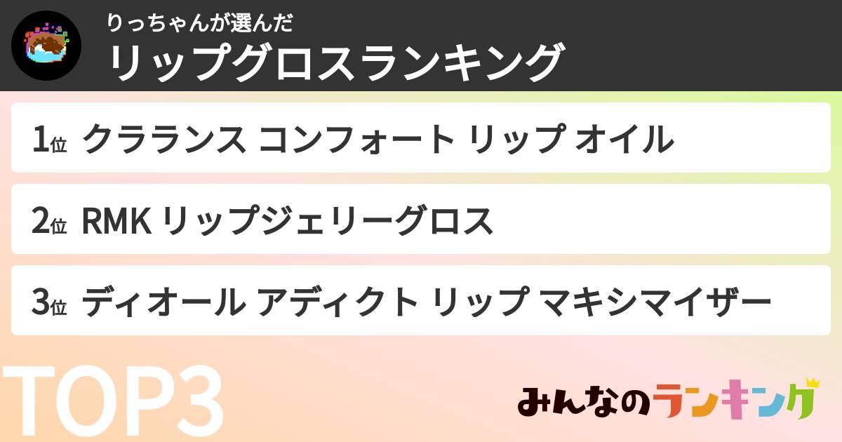 りっちゃんさんの「リップグロスランキング」