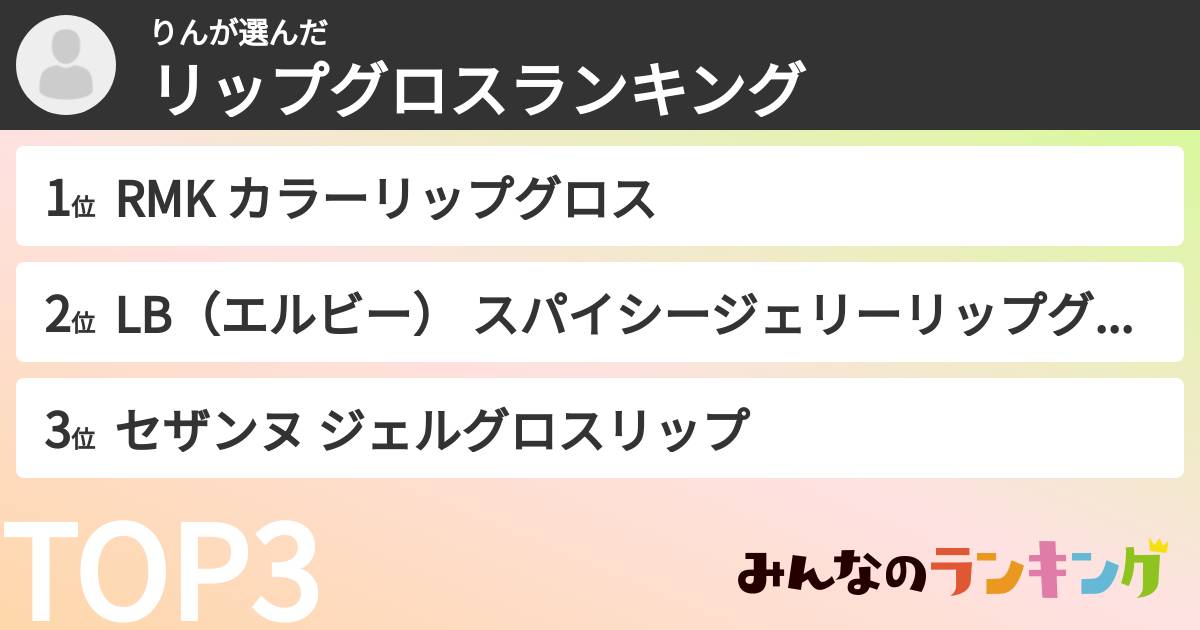 りんさんの「リップグロスランキング」