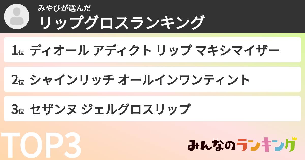 みやびさんの「リップグロスランキング」