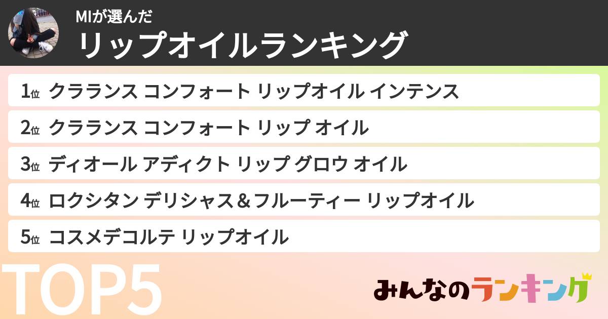 MIさんの「リップオイルランキング」