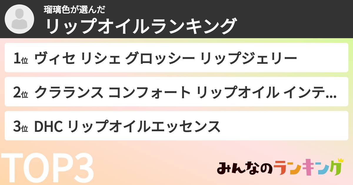 瑠璃色さんの「リップオイルランキング」