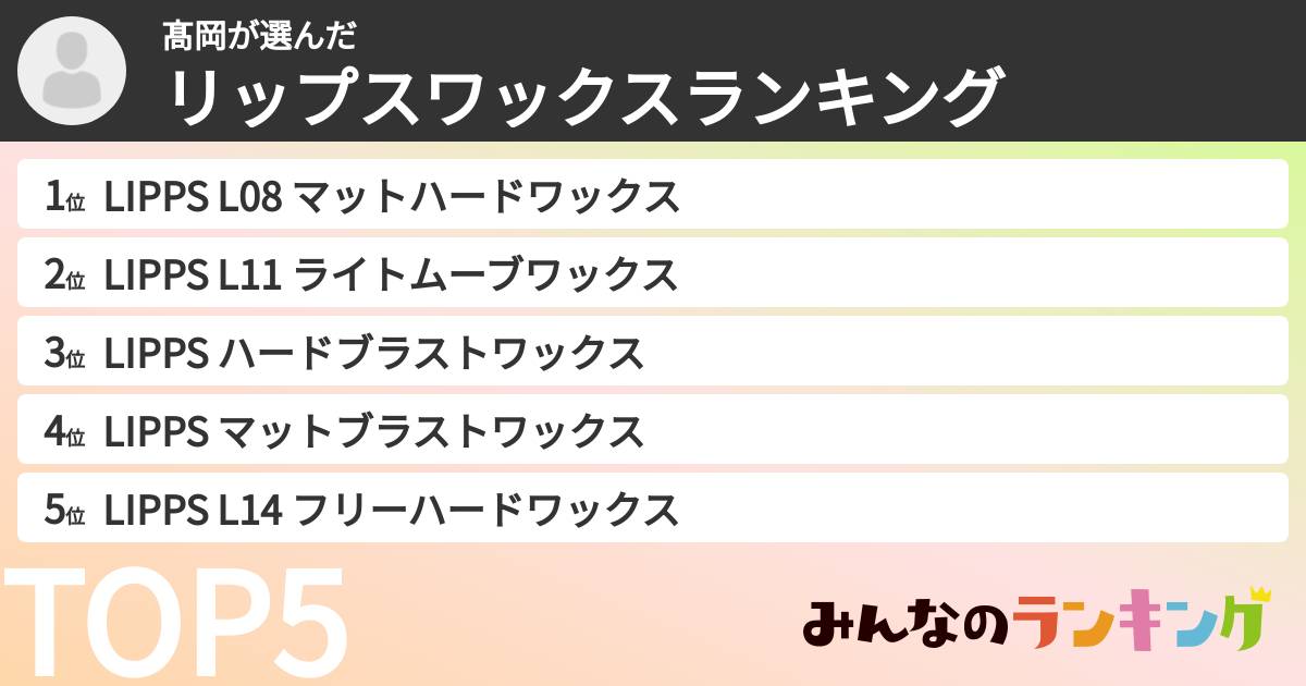 髙岡さんの「リップスワックスランキング」