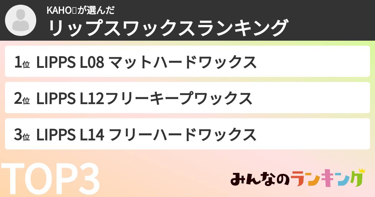 KAHO💘さんの「リップスワックスランキング」