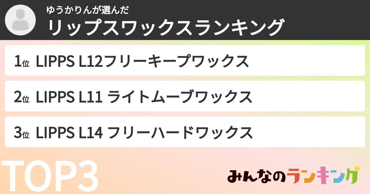 ゆうかりんさんの「リップスワックスランキング」