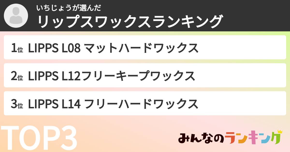 いちじょうさんの「リップスワックスランキング」