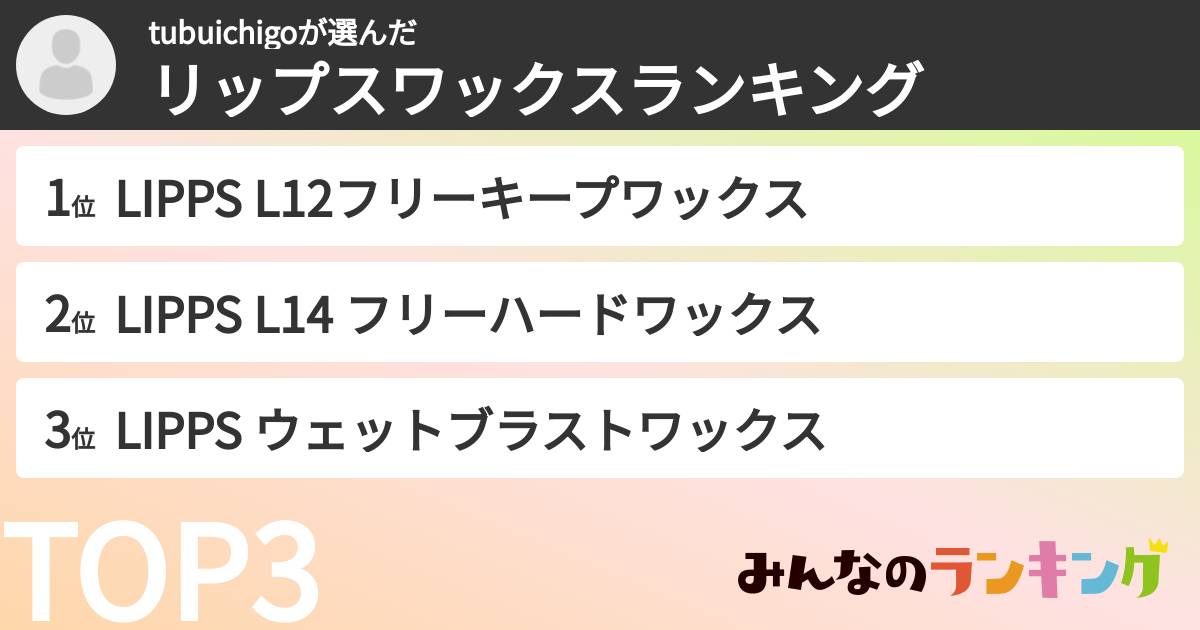 tubuichigoさんの「リップスワックスランキング」