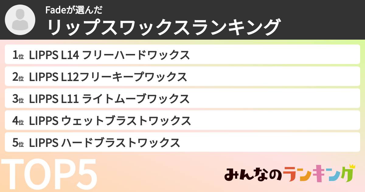 Fadeさんの「リップスワックスランキング」
